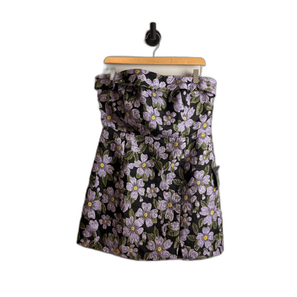 NWT Lulus Purple Darling Sensation Black Floral Jacquard Strapless Mini Dress XL - Picture 15 of 16